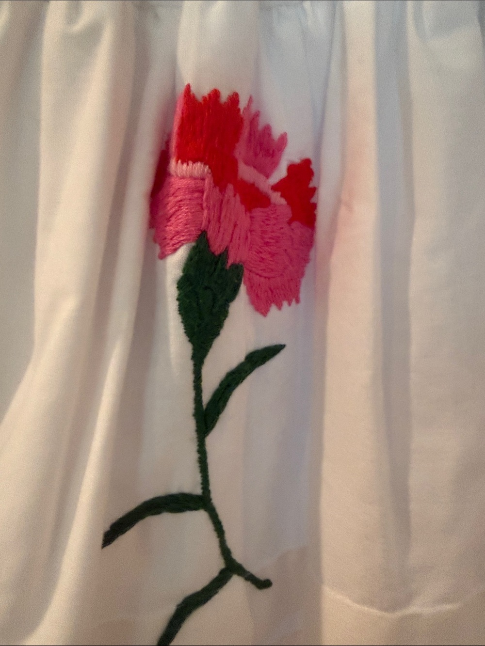 Mi Golondrina White Maxi Dress with Pink Floral Embroidery - Picture 3 of 8